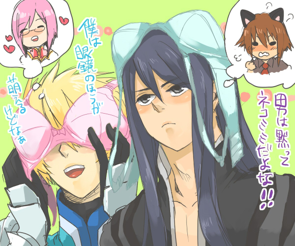 yuri lowell, estellise sidos heurassein, rita mordio, and flynn scifo (tales of and 1 more) drawn by shouga