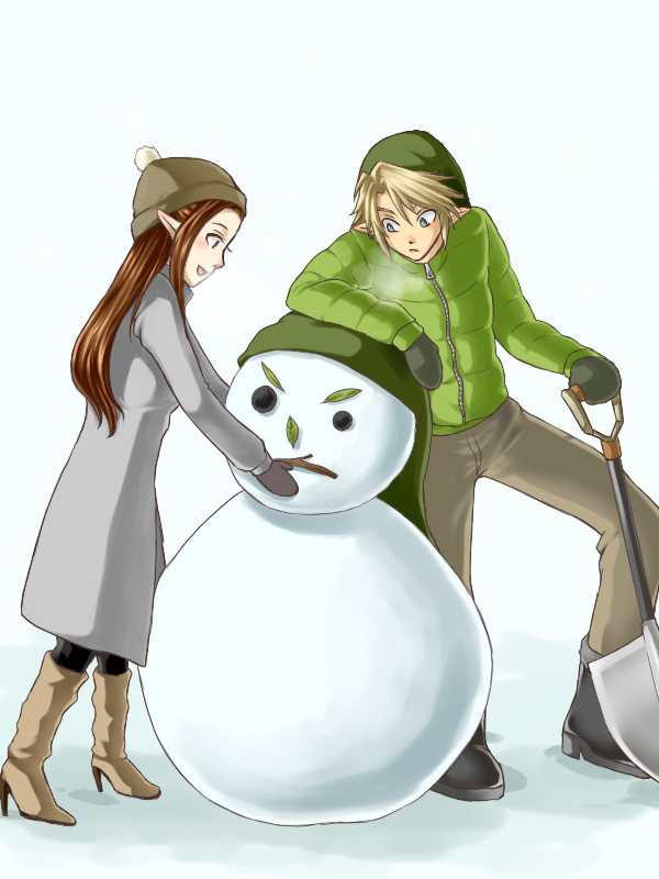 link and princess zelda (the legend of zelda and 1 more) drawn by wasabi_(legemd)
