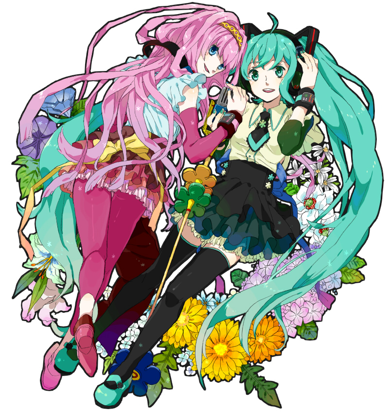 hatsune miku and megurine luka (vocaloid) drawn by harutarou