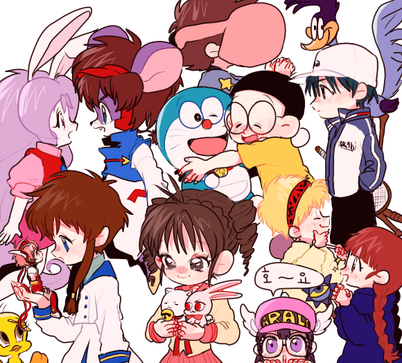 doraemon, yagami taichi, nobi nobita, norimaki arale, kukuri, and 12 more (digimon and 9 more) drawn by jingle_(dlstmv_787)