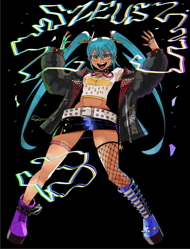 hatsune miku and zeus (original and 2 more) drawn by wanderjegson