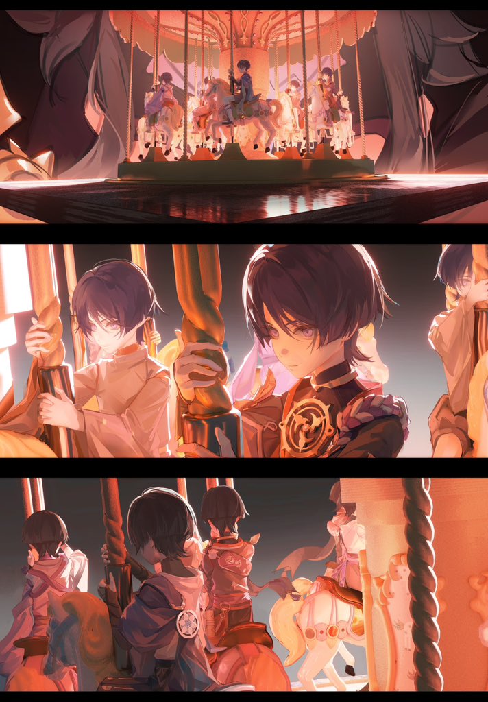 scaramouche, wanderer, dottore, and kuronushi (genshin impact) drawn by dterl