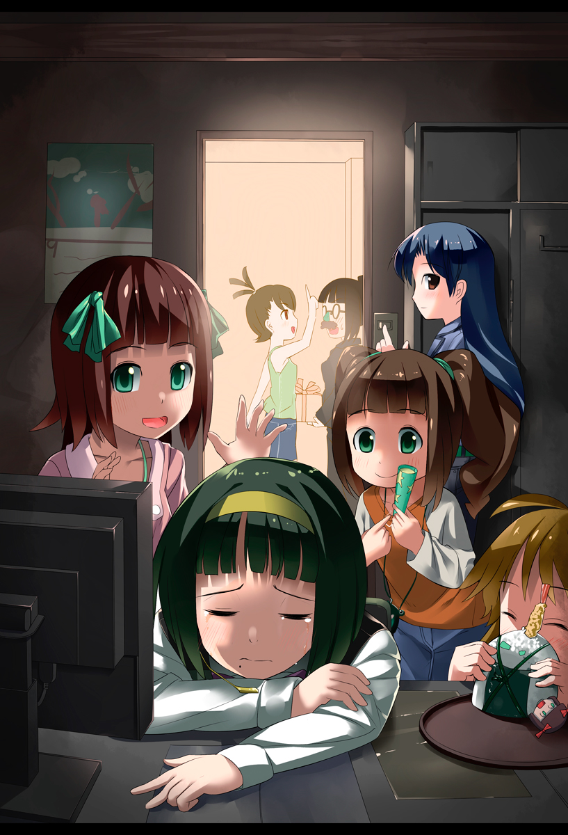 hoshii miki, kisaragi chihaya, amami haruka, takatsuki yayoi, akizuki ritsuko, and 3 more (idolmaster) drawn by kosaka_donten