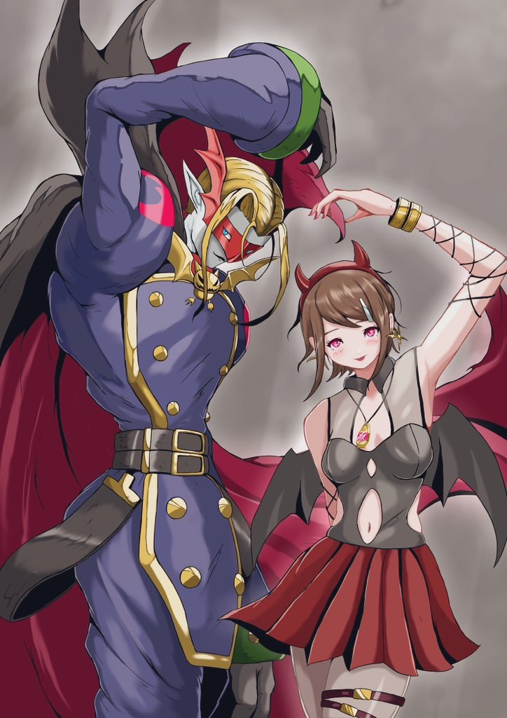 yagami hikari and vamdemon (digimon and 1 more) drawn by sawa_d