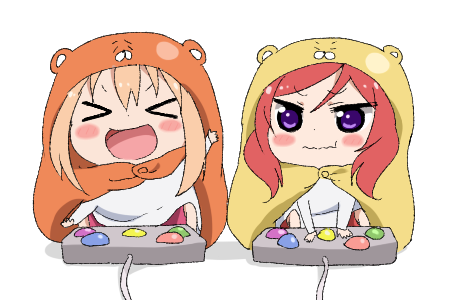nishikino maki, doma umaru, and komaru (love live! and 4 more) drawn by sooki