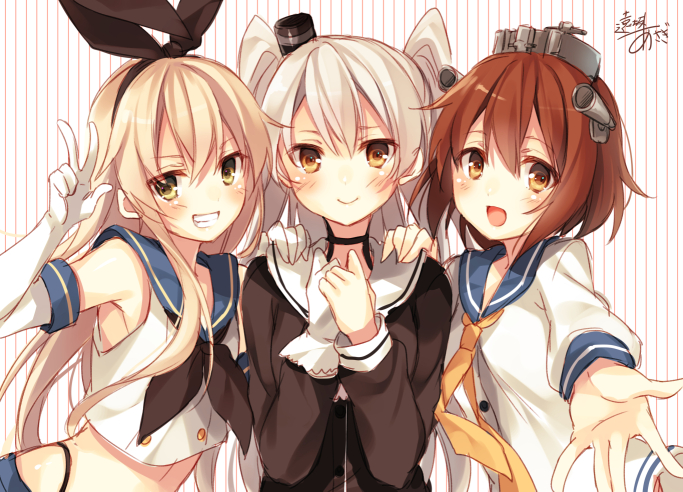 shimakaze, amatsukaze, and yukikaze (kantai collection) drawn by toosaka_asagi