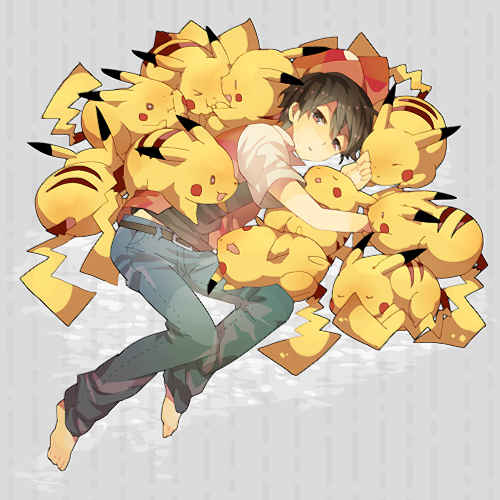 pikachu, red, and pixiv red (pokemon and 1 more) drawn by tomare_(akashingou)