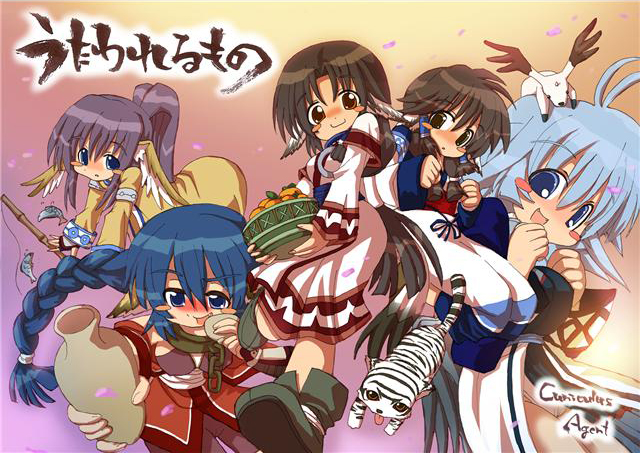 eruruu, aruruu, karulau, touka, and camyu (utawarerumono) drawn by kurokawa_izumi