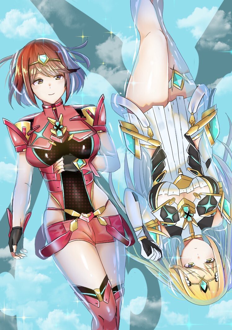pyra and mythra (xenoblade chronicles and 1 more) drawn by nano_mik