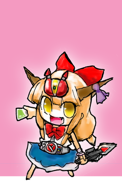 ibuki suika and kamen rider den-o (touhou and 2 more) drawn by hashimoto