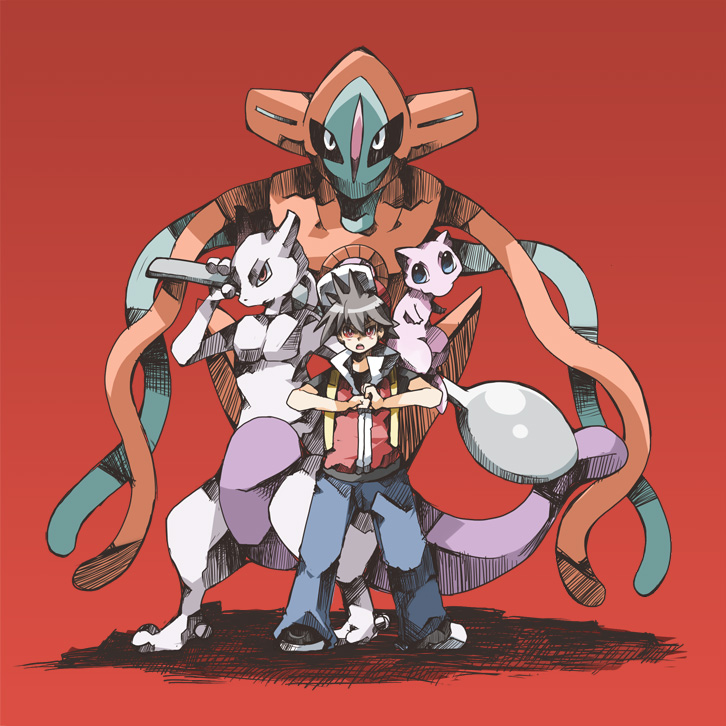 red, mew, mewtwo, and deoxys (pokemon and 1 more) drawn by chachi_(azuzu)