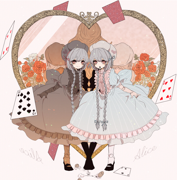 kishinami hakuno, nursery rhyme, and alice (fate and 1 more) drawn by ame_(96berd)