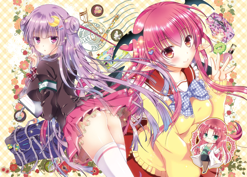 patchouli knowledge, hong meiling, and koakuma (touhou) drawn by pekopokox