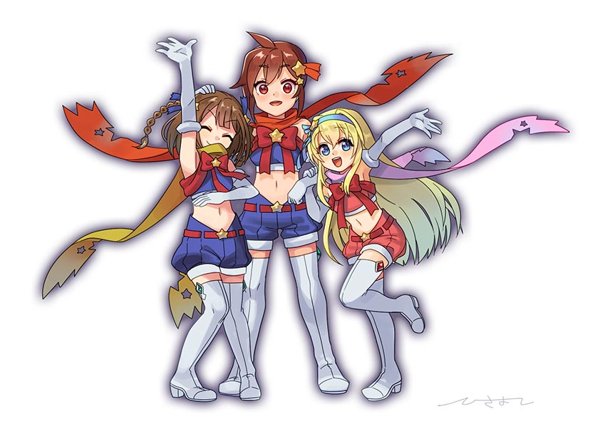 kobato azusa, kumasawa himeno, and hanaoka mari (ensemble girls!) drawn by hisayoshi_(hisa)