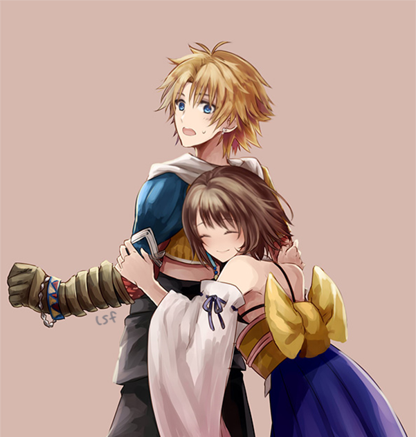 yuna and tidus (final fantasy and 1 more) drawn by sasanomesi