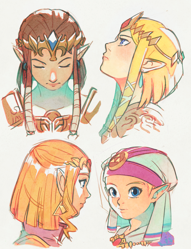 princess zelda and young zelda (the legend of zelda and 3 more) drawn by uzucake