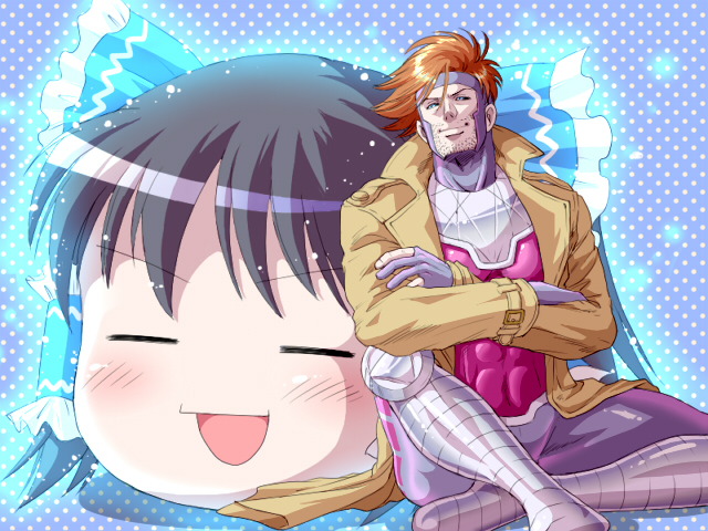 hakurei reimu and gambit (touhou and 3 more) drawn by nana-2009