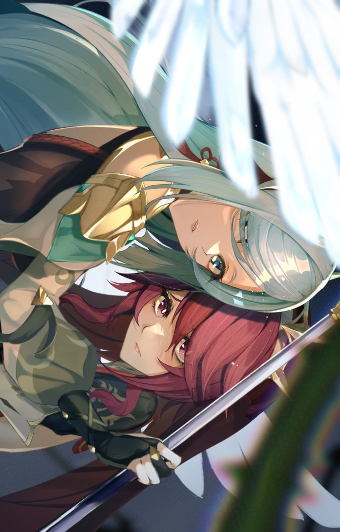 shenhe and rosaria (genshin impact) drawn by okura_shito