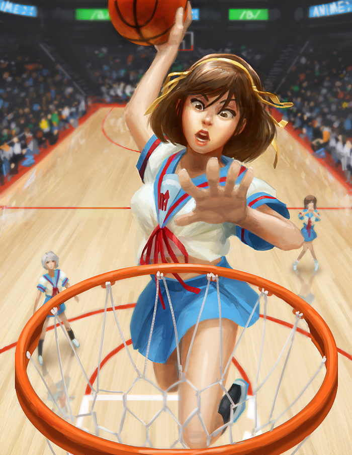 suzumiya haruhi, nagato yuki, and asahina mikuru (suzumiya haruhi no yuuutsu) drawn by doyora
