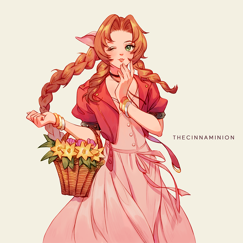 aerith gainsborough (final fantasy and 2 more) drawn by thar_chandran