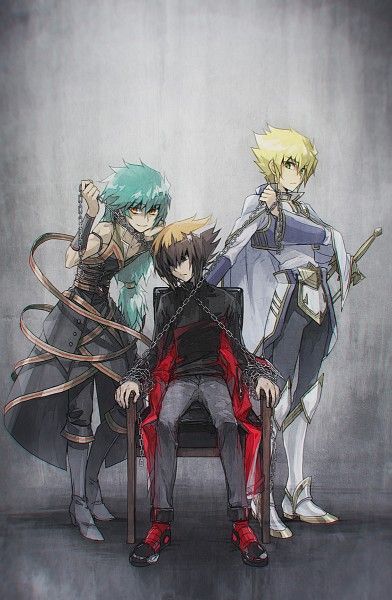 yuki judai, crystal keeper, and crystal master (yu-gi-oh! and 1 more) drawn by moribuden