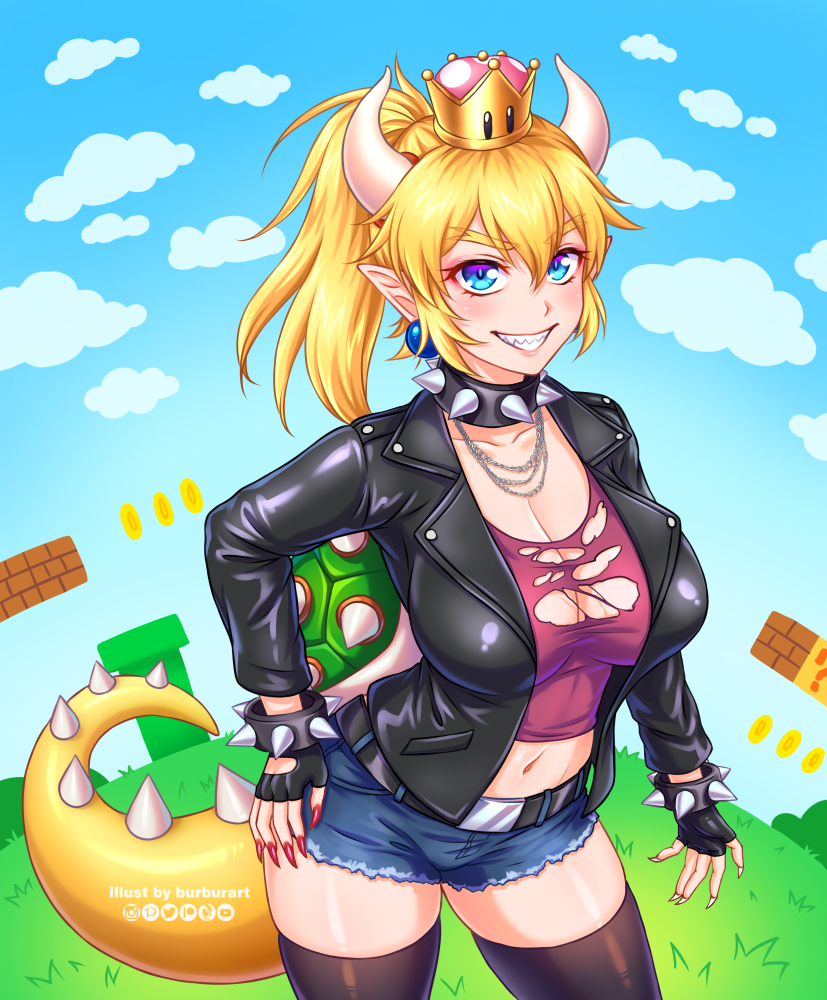 bowsette (mario and 2 more) drawn by burbur