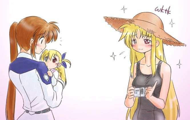 fate testarossa, takamachi nanoha, and vivio (lyrical nanoha and 1 more)