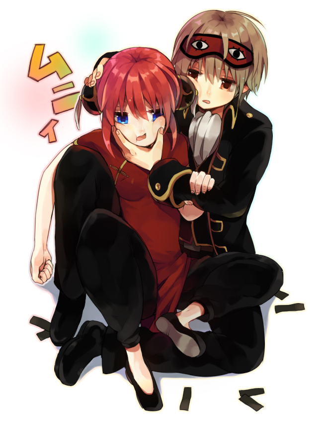 kagura and okita sougo (gintama) drawn by hiyo_kiki
