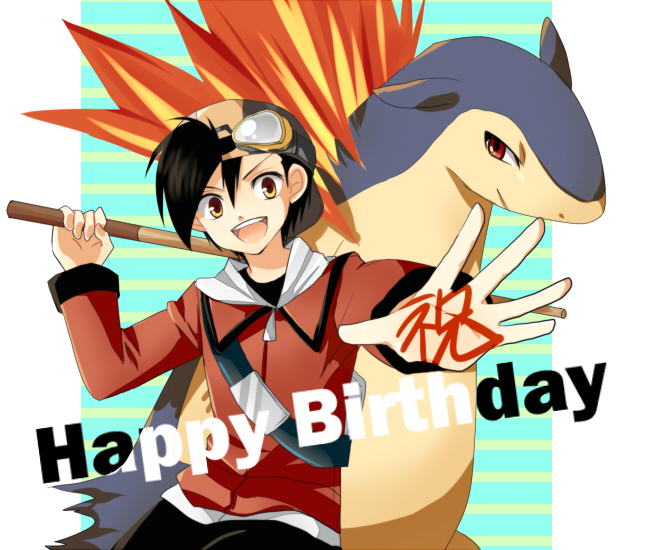 ethan and typhlosion (pokemon and 2 more) drawn by mokorei