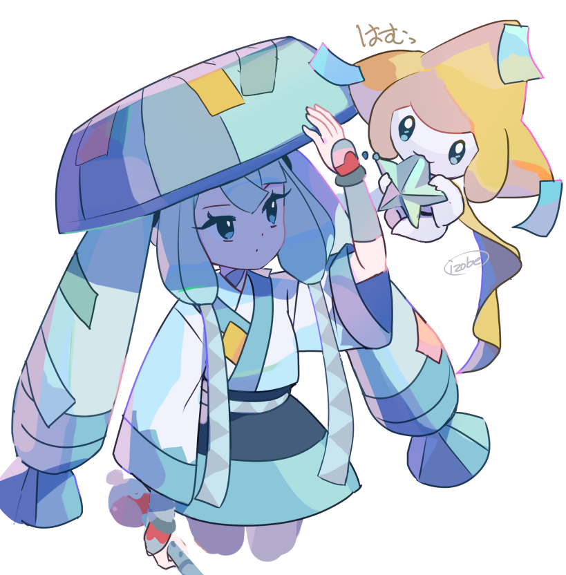 hatsune miku, jirachi, and steel miku (pokemon and 2 more) drawn by komoreg