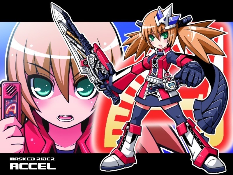 kamen rider accel and terui ryuu (kamen rider and 1 more) drawn by yuuno