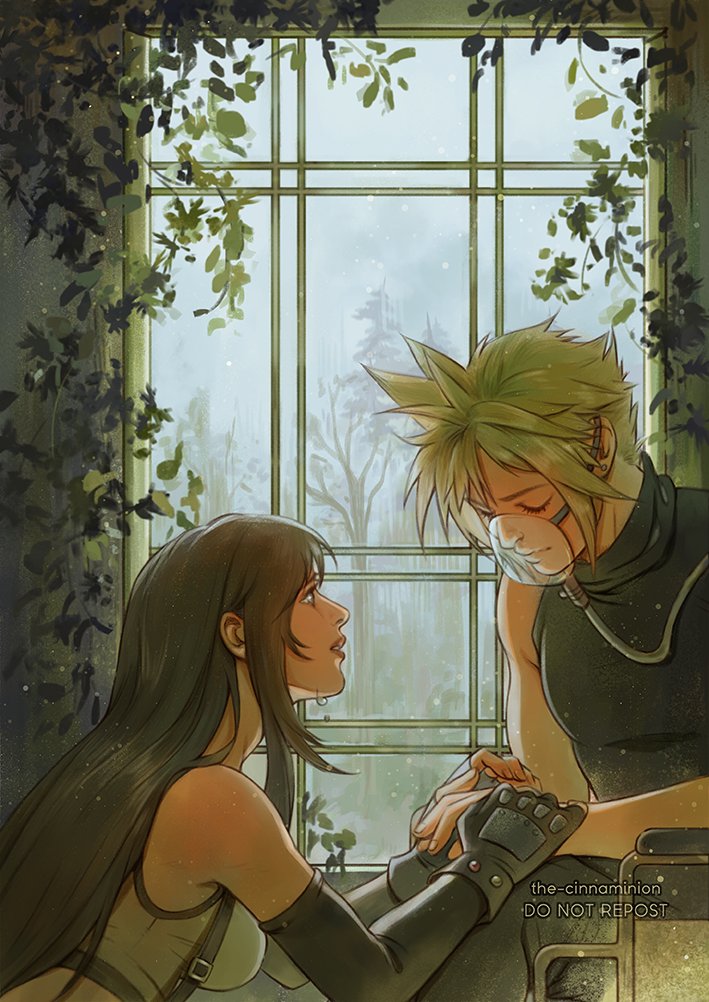 tifa lockhart and cloud strife (final fantasy and 2 more) drawn by thar_chandran