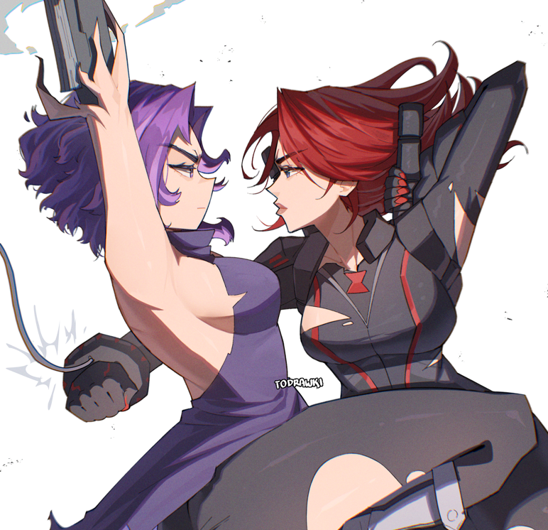 black widow, natasha romanoff, and lady nagant (boku no hero academia and 2 more) drawn by wokiiarts