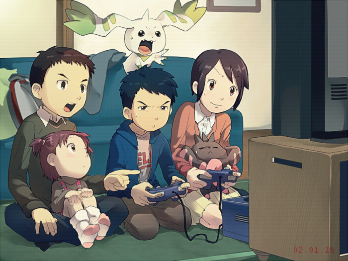 terriermon, lopmon, lee jianliang, lee shaochung, lee lianjie, and 1 more (digimon and 1 more) drawn by t_k_g