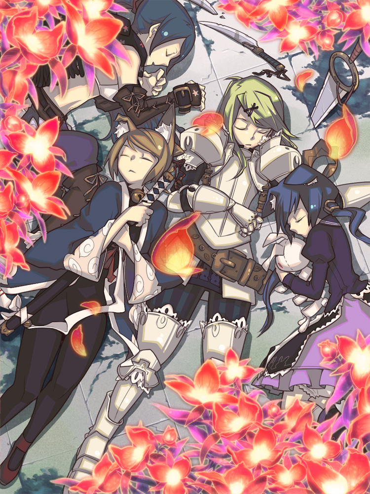 samurai, princess, momomeno, namuna, rogue, and 3 more (7th dragon) drawn by nakatani_nio