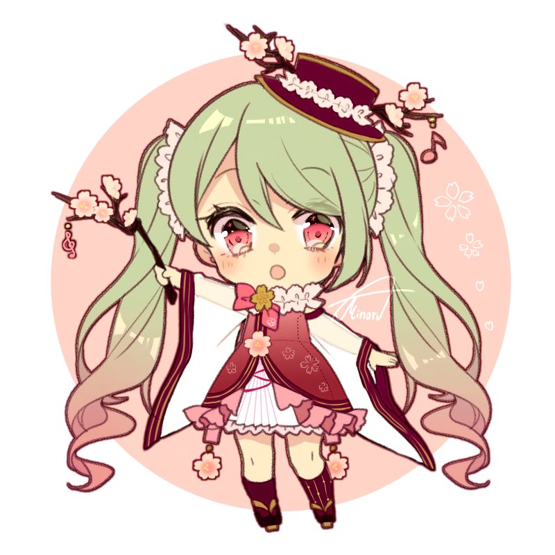 hatsune miku and sakura miku (vocaloid) drawn by asagao_minoru