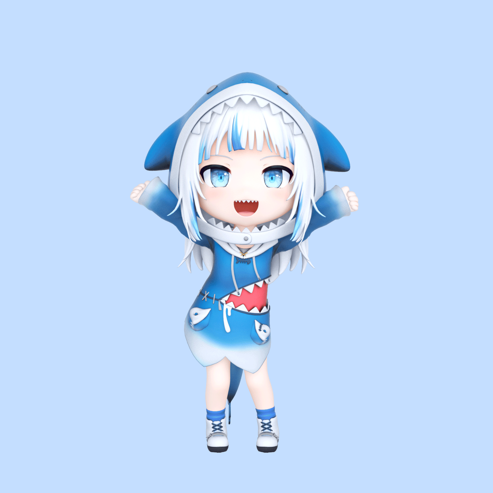gawr gura (hololive and 2 more) drawn by 1nabatewi
