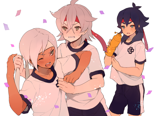 kishibe taiga, izumi kanaaki, and tobisawa mana (inazuma eleven and 1 more) drawn by tokio_neo