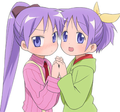 hiiragi kagami and hiiragi tsukasa (lucky star) drawn by nagian
