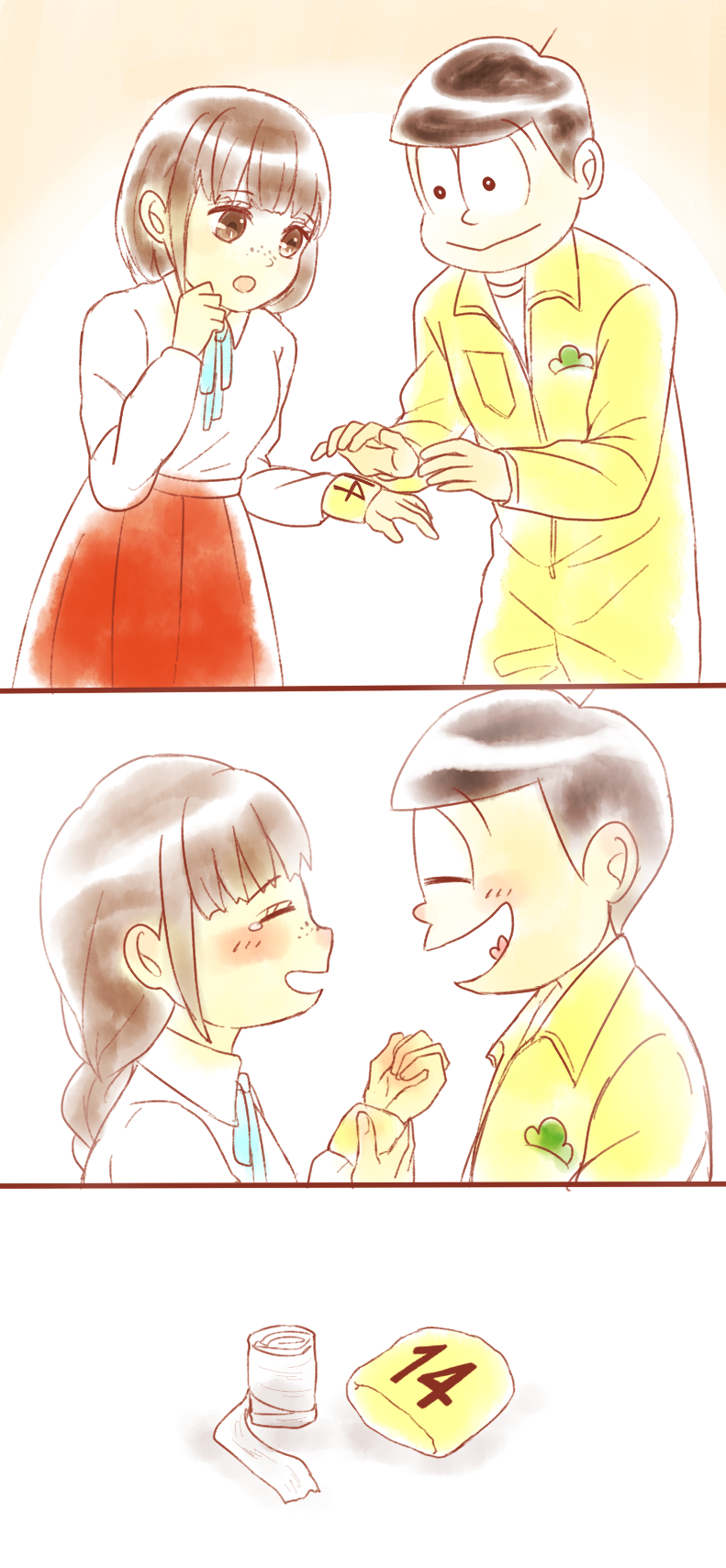 matsuno jyushimatsu and jyushimatsu's girlfriend (osomatsu and 2 more) drawn by fuka_(hk_nemo)