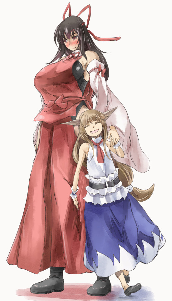 ibuki suika and sendai hakurei no miko (original and 2 more) drawn by yohane