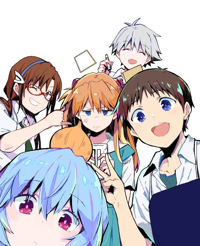 souryuu asuka langley, ayanami rei, ikari shinji, nagisa kaworu, and makinami mari illustrious (neon genesis evangelion and 1 more) drawn by nori_senbei