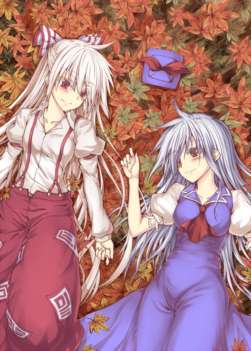 fujiwara no mokou and kamishirasawa keine (touhou) drawn by oukawa_yuu