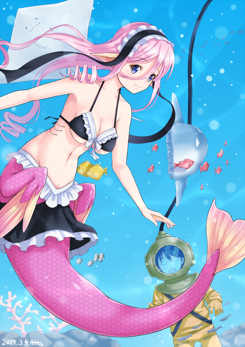 kurusu kimihito and meroune lorelei (monster musume no iru nichijou) drawn by gecotan