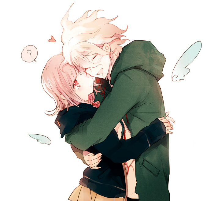 nanami chiaki and komaeda nagito (danganronpa and 1 more) drawn by shell_(shell518)