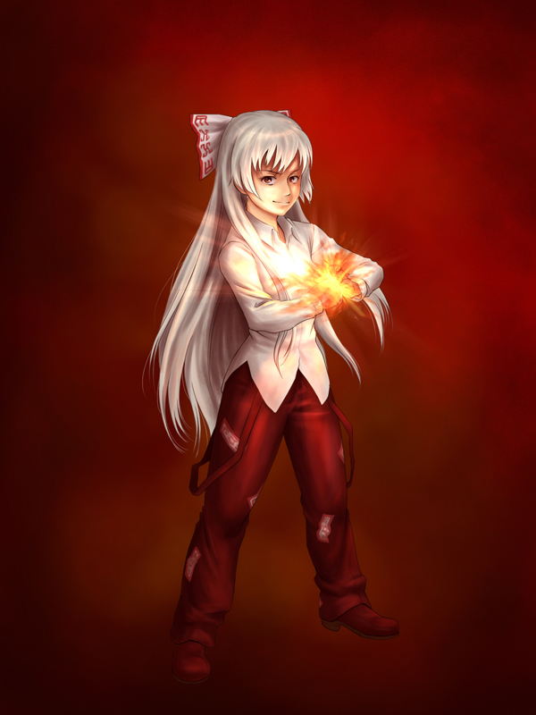 fujiwara no mokou (touhou) drawn by kata-kori