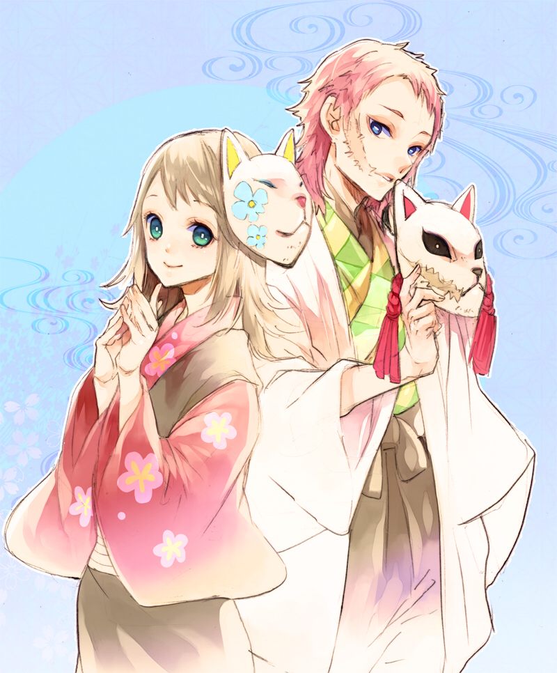 sabito and makomo (kimetsu no yaiba) drawn by sugahara_ryuu