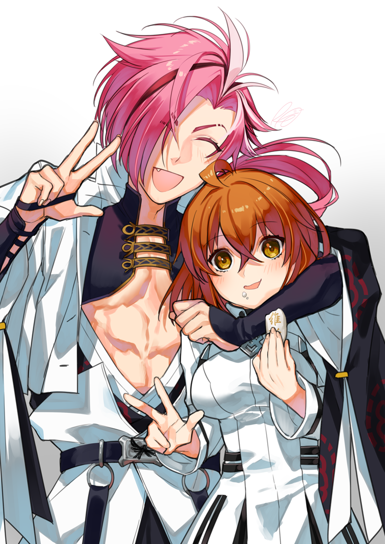 fujimaru ritsuka and takasugi shinsaku (fate and 1 more) drawn by rkp