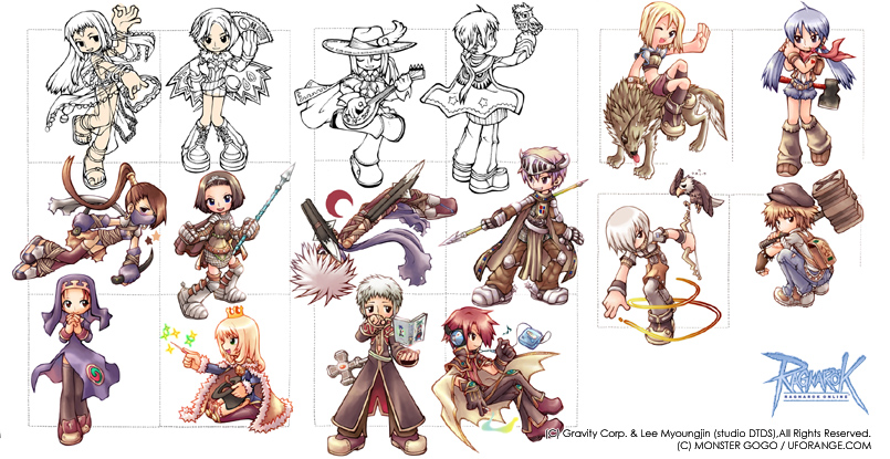 priest, hunter, alchemist, assassin, wizard, and 5 more (ragnarok online) drawn by monster_gogo