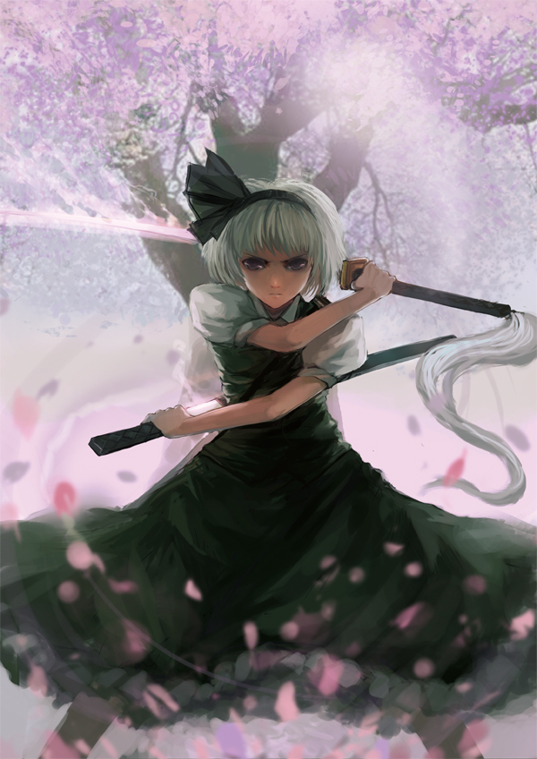 konpaku youmu and saigyou ayakashi (touhou) drawn by charimei